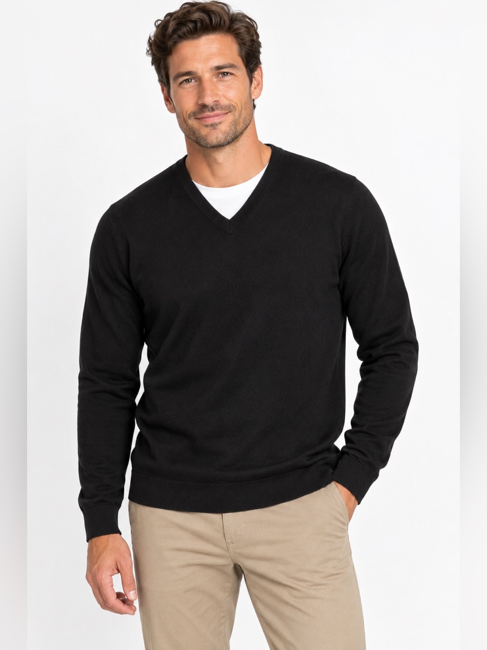 Banana Republic Cento Italian Baruffa Merino Black Wool Sweater - Picture 1 of 5